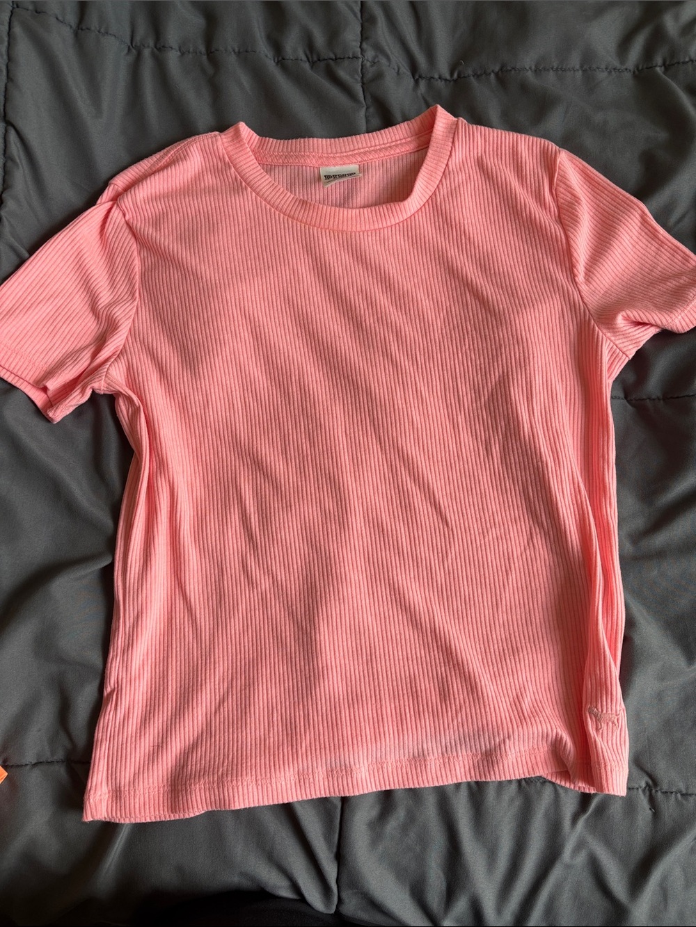 PINK Victoria's Secret Ribbed Short Sleeve Tee in Light Pink